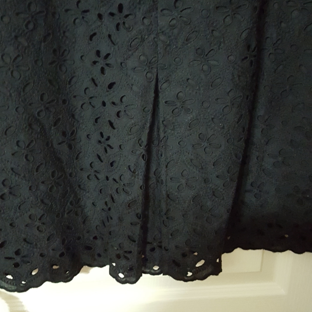 Talbots black cotton lace skirt fully lined side zip pleats 16P New MSRP $119โฆ